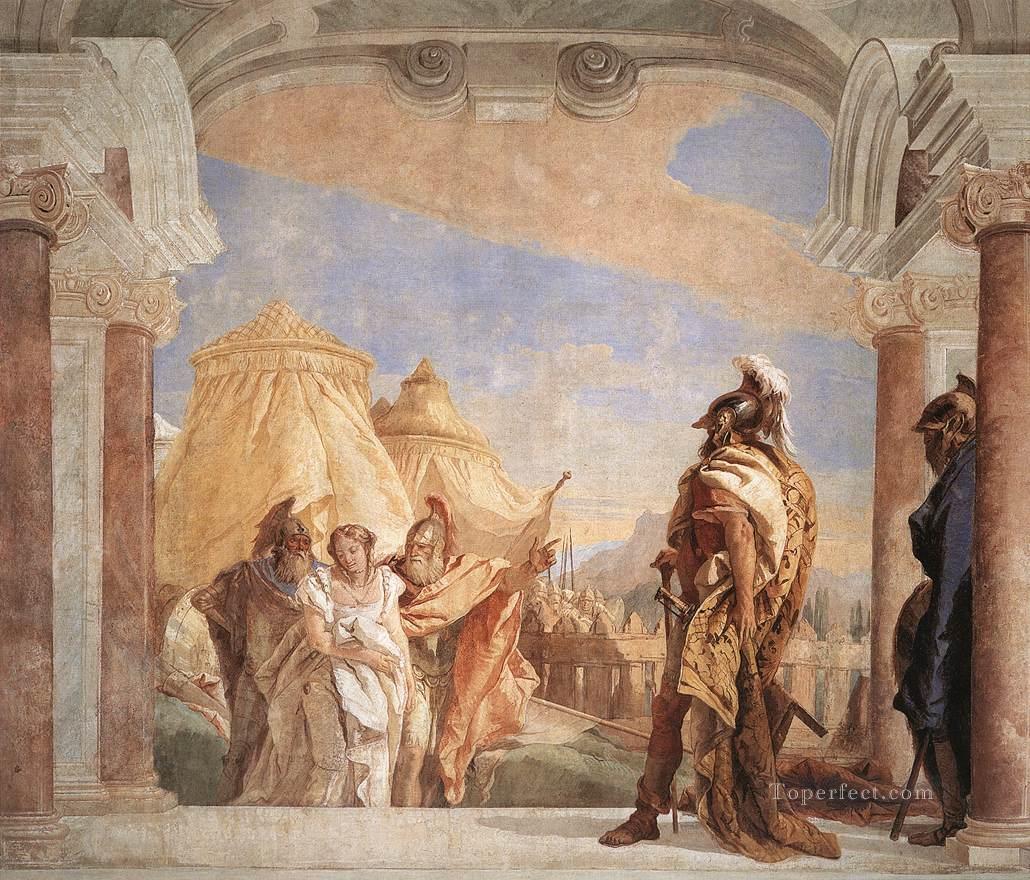 ヴィラ・ヴァルマラーナ・エウリバテスとタルティビオスがブリセイスをアガメンモン・ジョヴァンニ・バティスタ・ティエポロに導く油絵